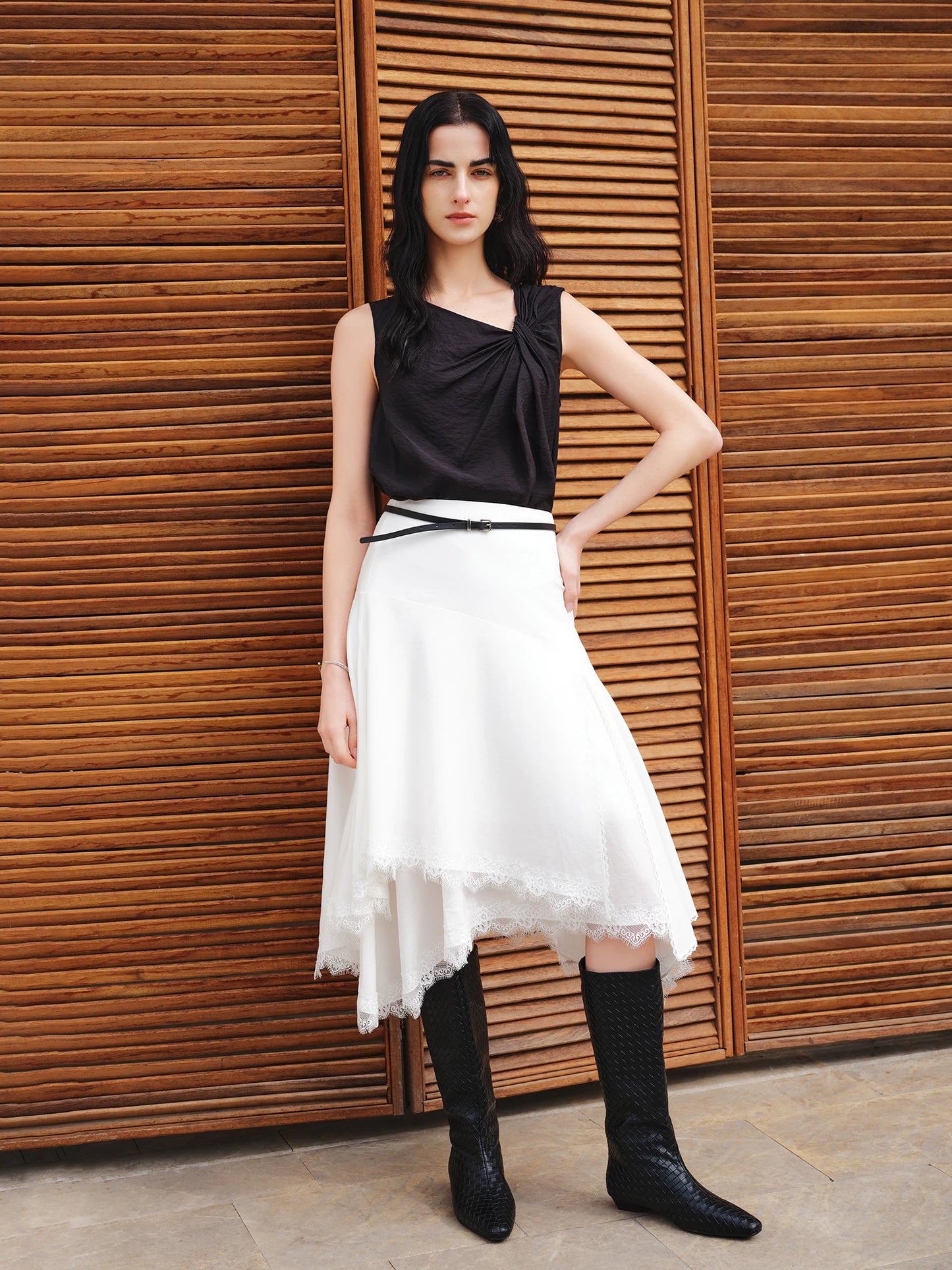 White Twist Front Sleeveless Blouse