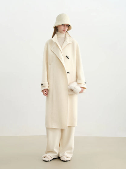 Camel Horn Button Long Coat