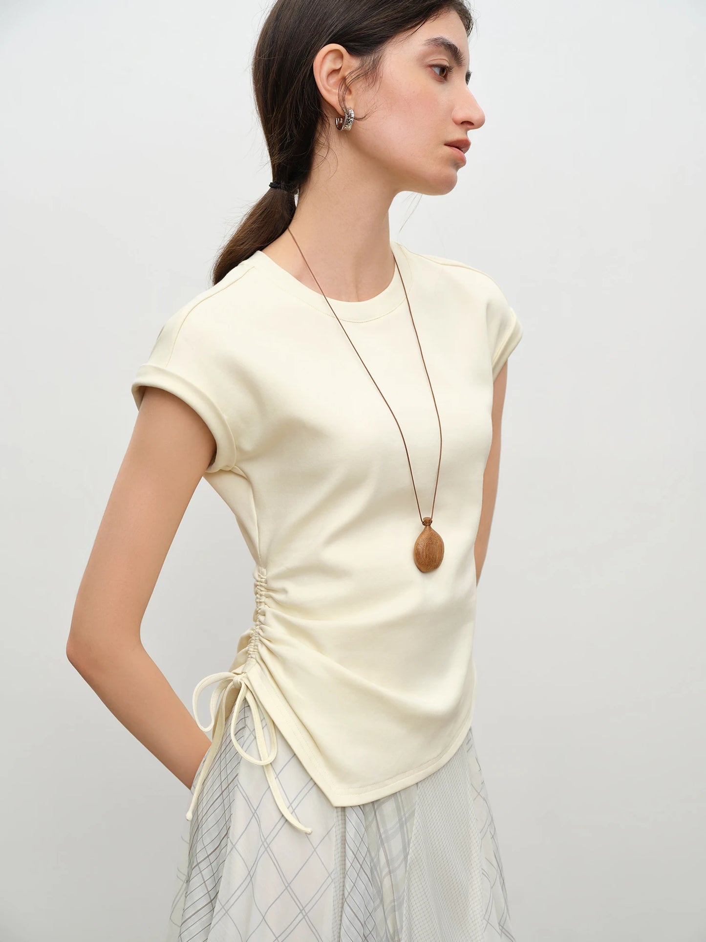 Pale Blue Drawstring Side Tee