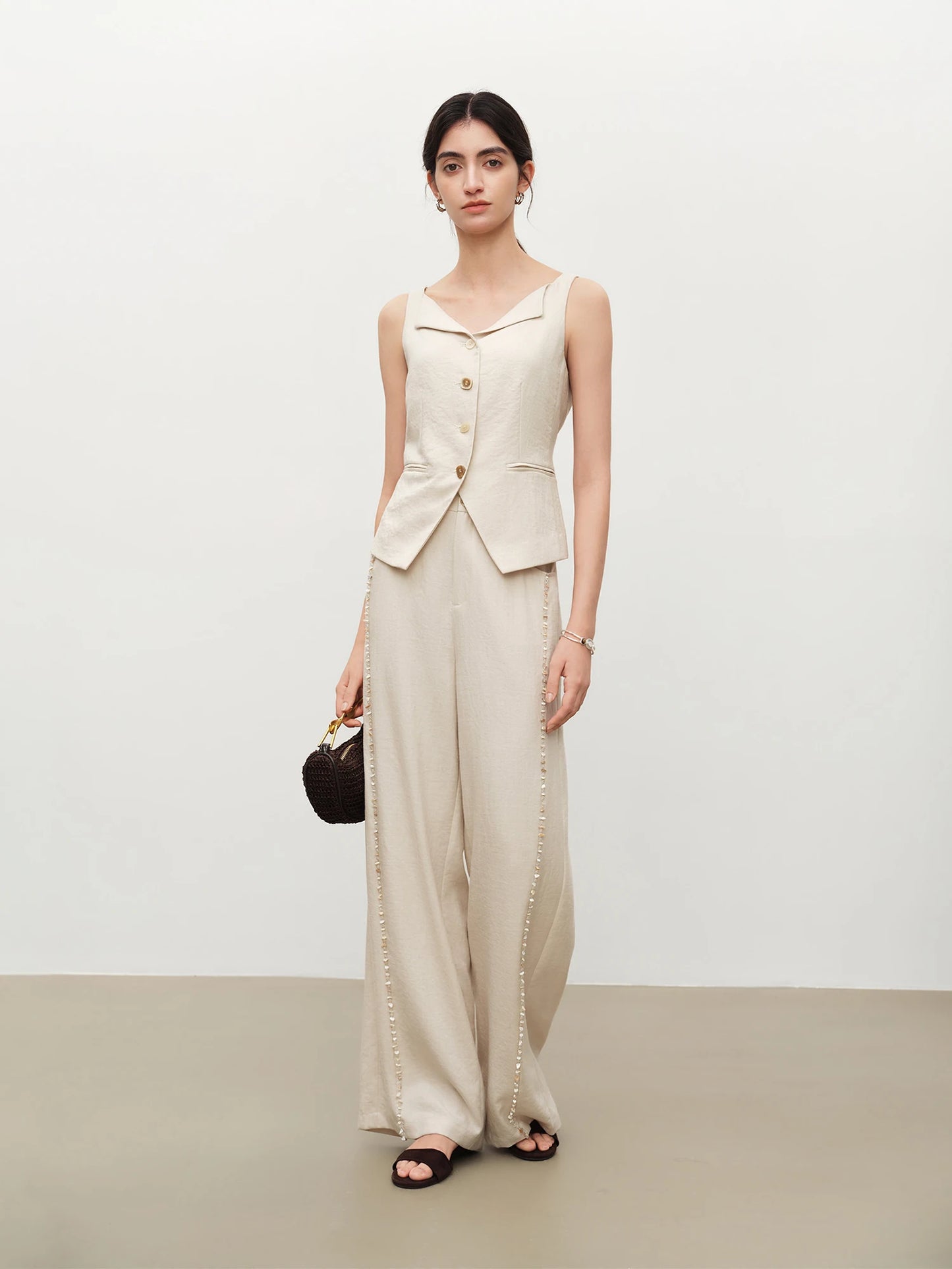 Shell Trim Vest Pants Set