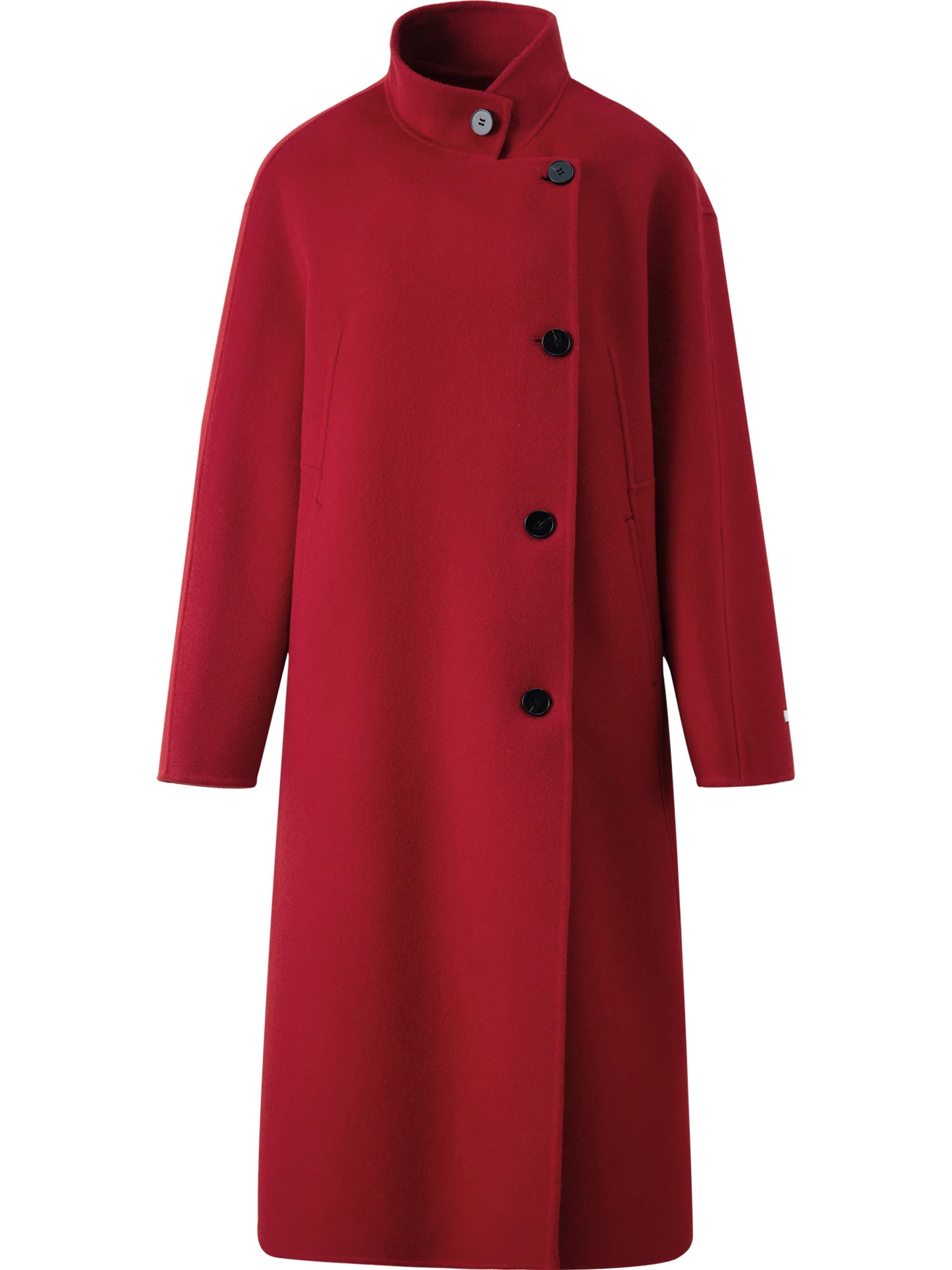 Red Single Breasted Wool Coat