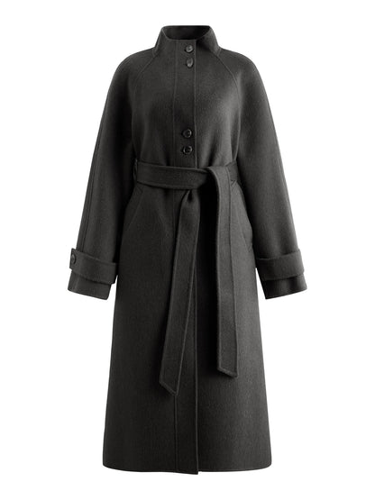Grey High Collar Wool Coat