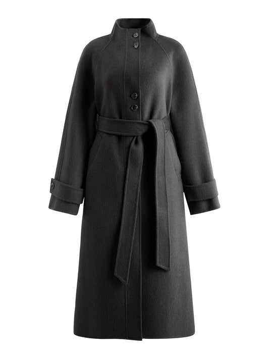 Grey High Collar Wool Coat