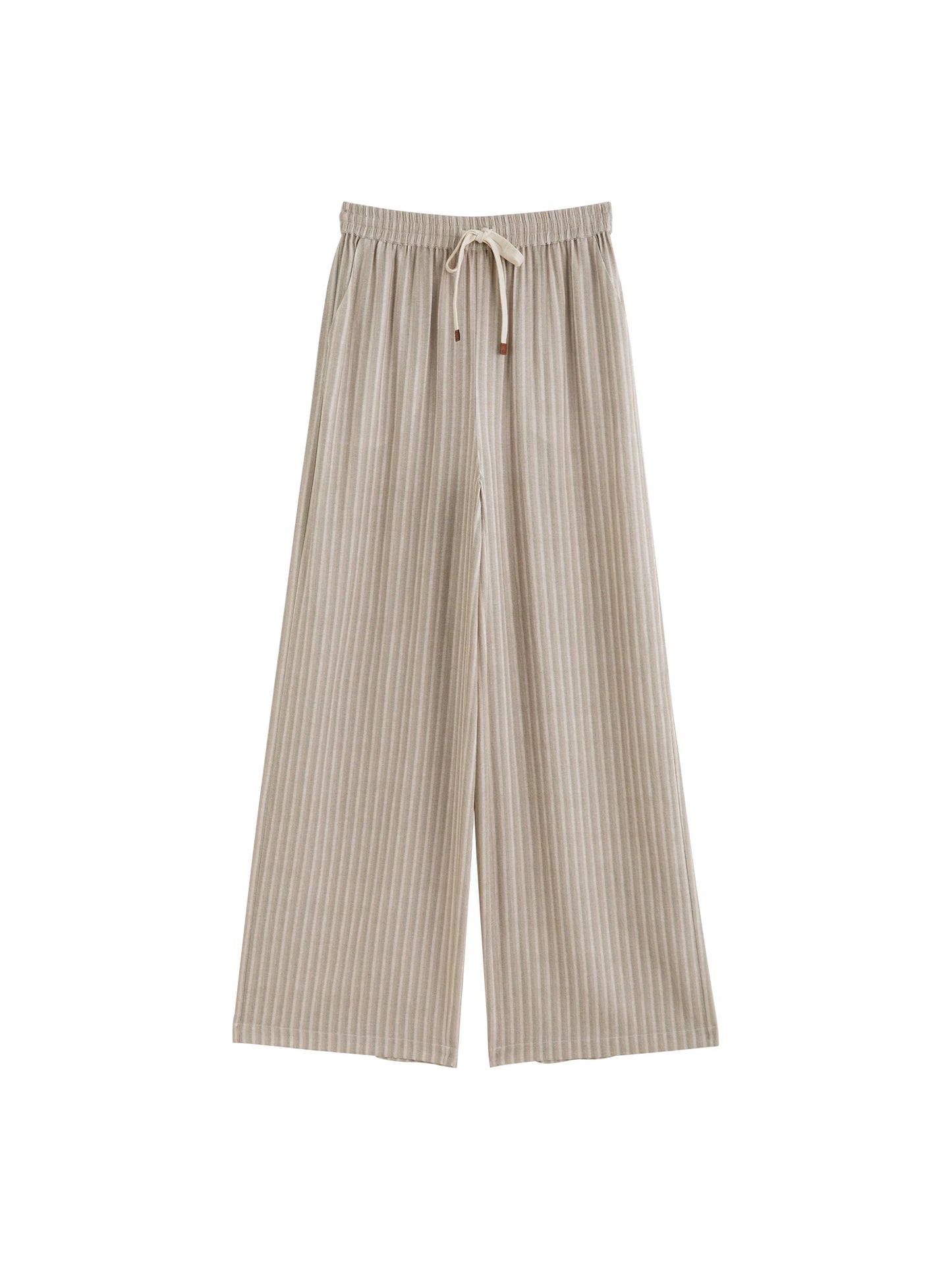 Grey Striped Drawstring Pants