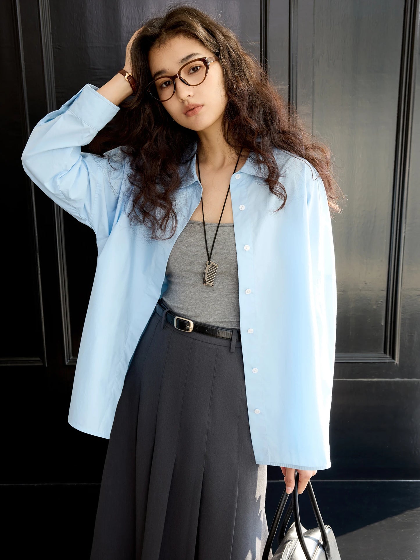 Sky Blue Button Front Shirt
