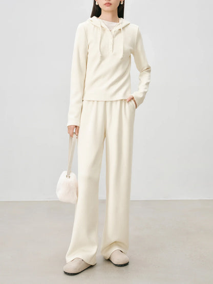 Ivory Hooded Long Sleeve Top