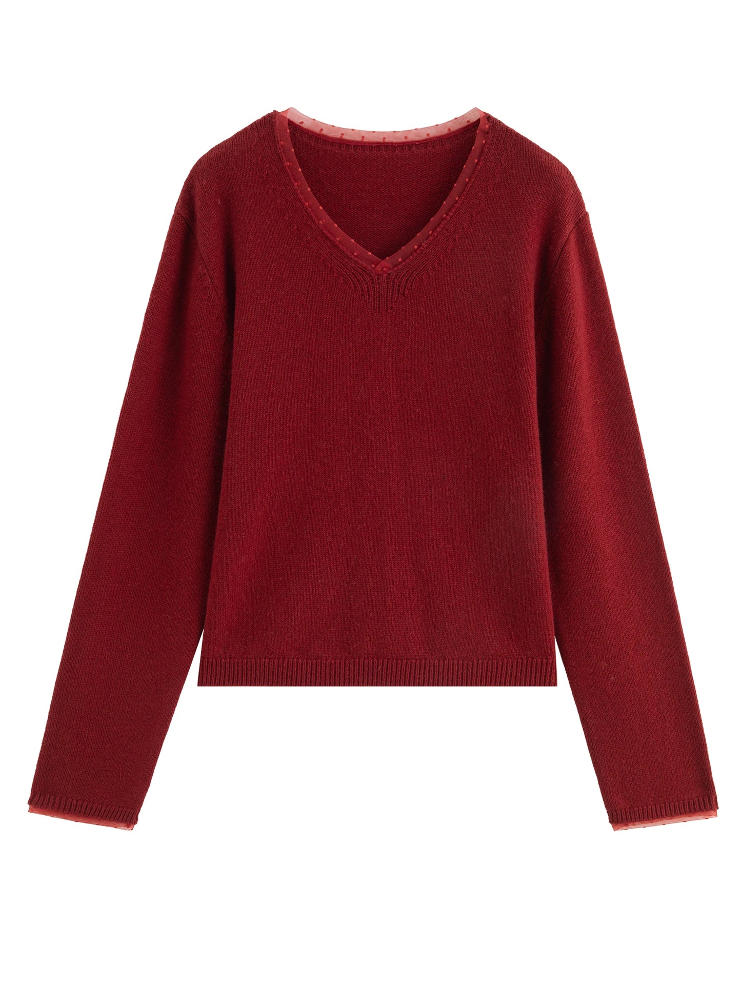 Red V-Neck Knit Sweater