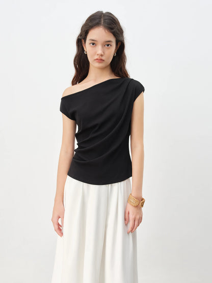 Rust Draped One Shoulder Top