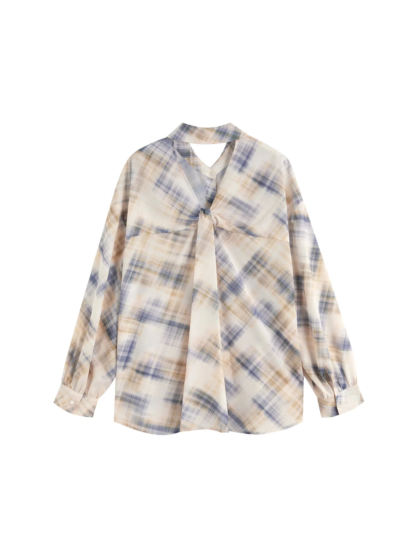 Beige Plaid Long Sleeve Shirt