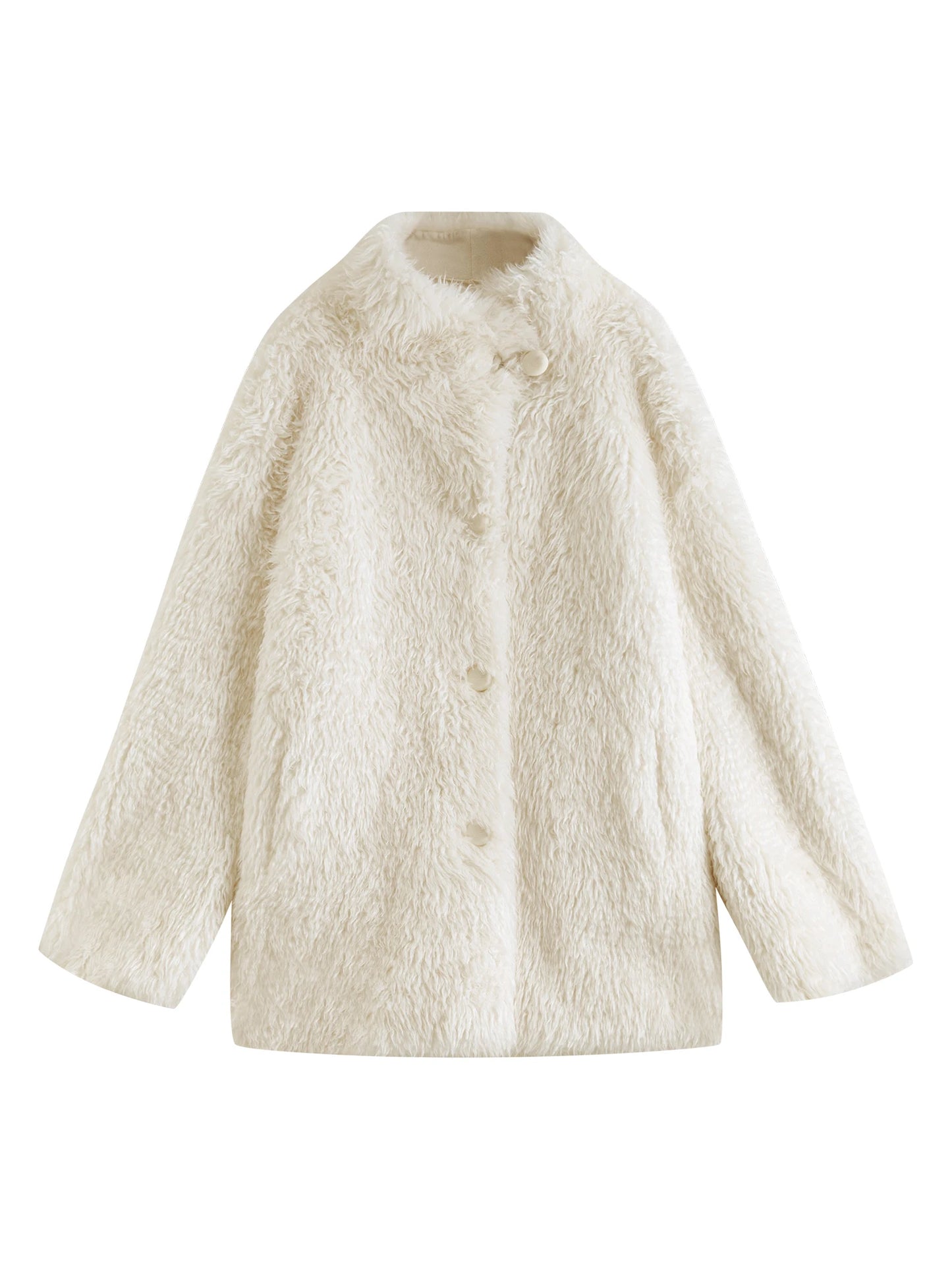 Pale Blue Plush Faux Fur Coat