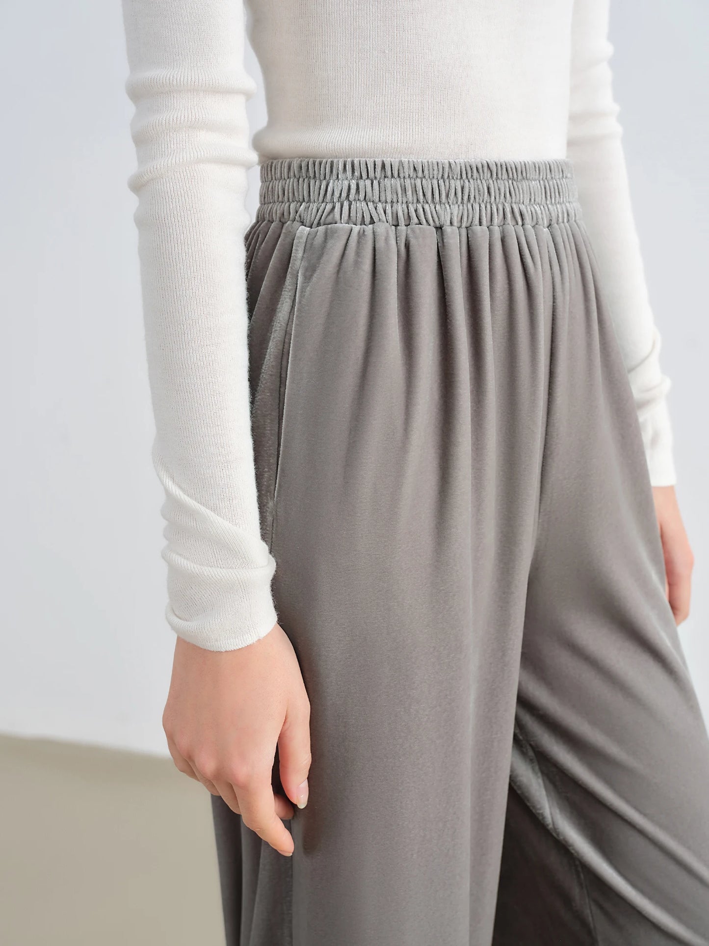 Grey Velvet Hoodie Jogger Set