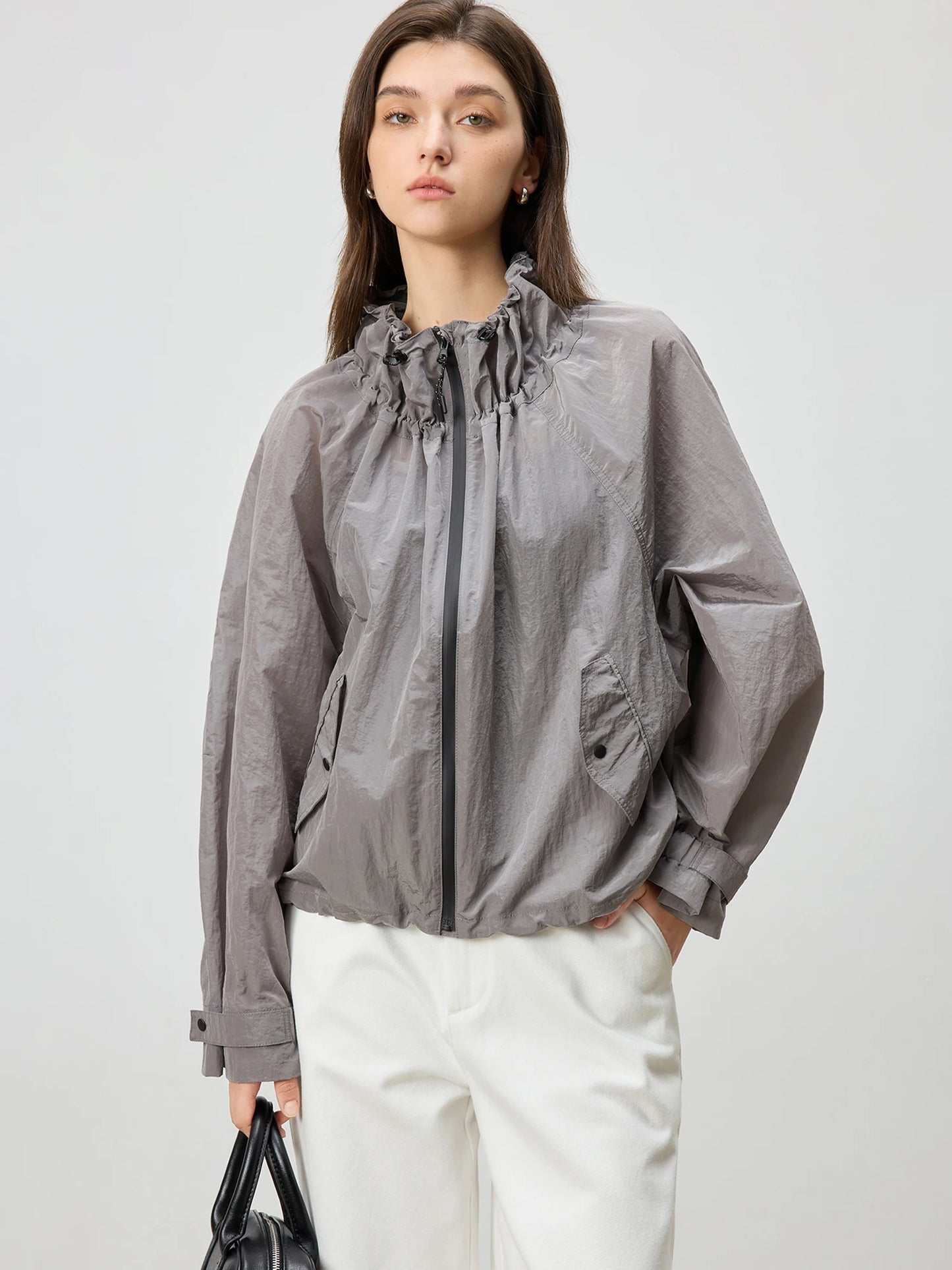 Grey Hooded Utility Jacket
