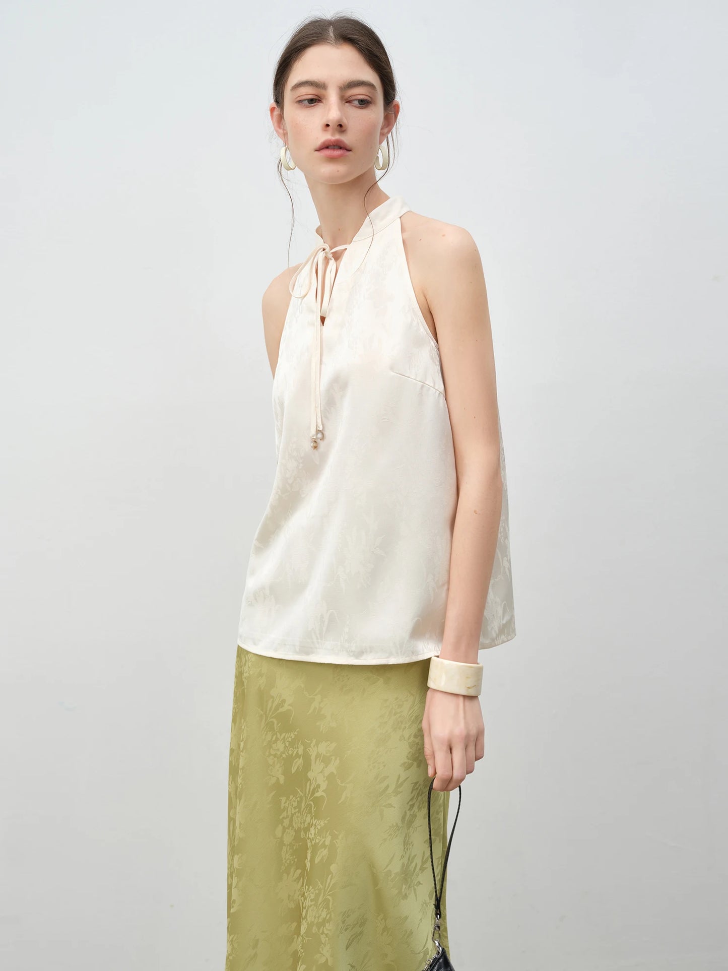 Sleeveless Halter Skirt Set