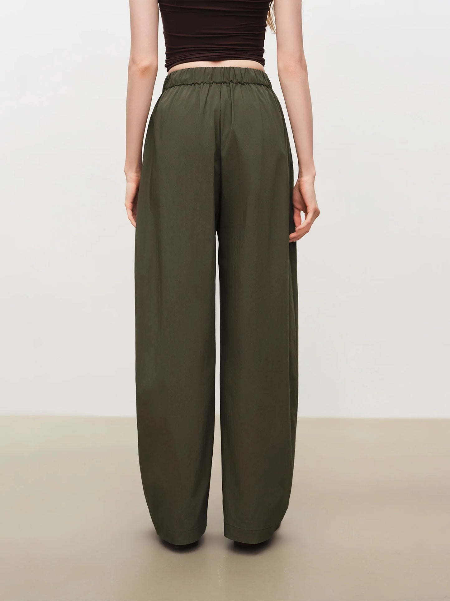 Olive Drawstring Banana Pants