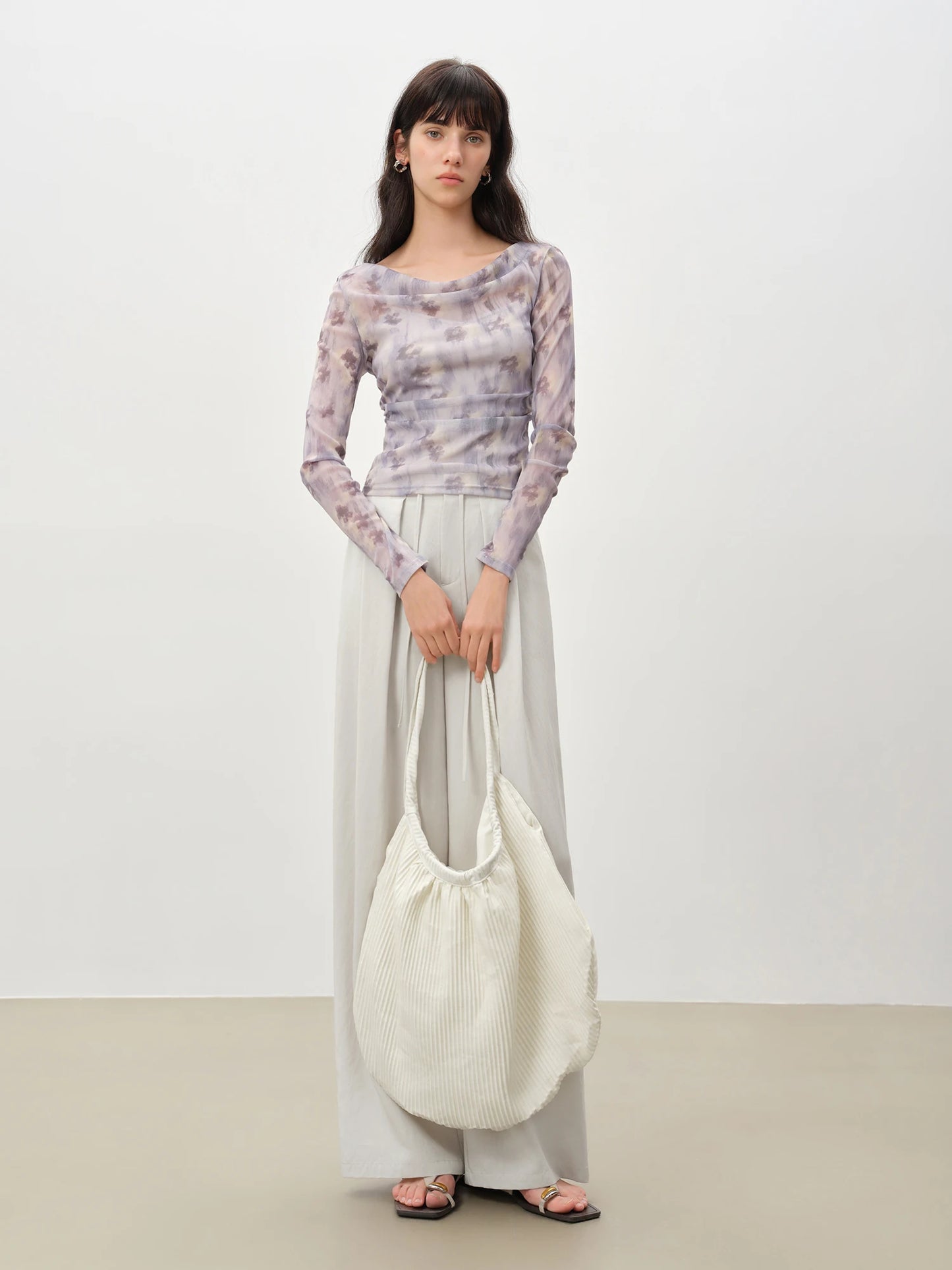 Wisteria Floral Boat Neck Top