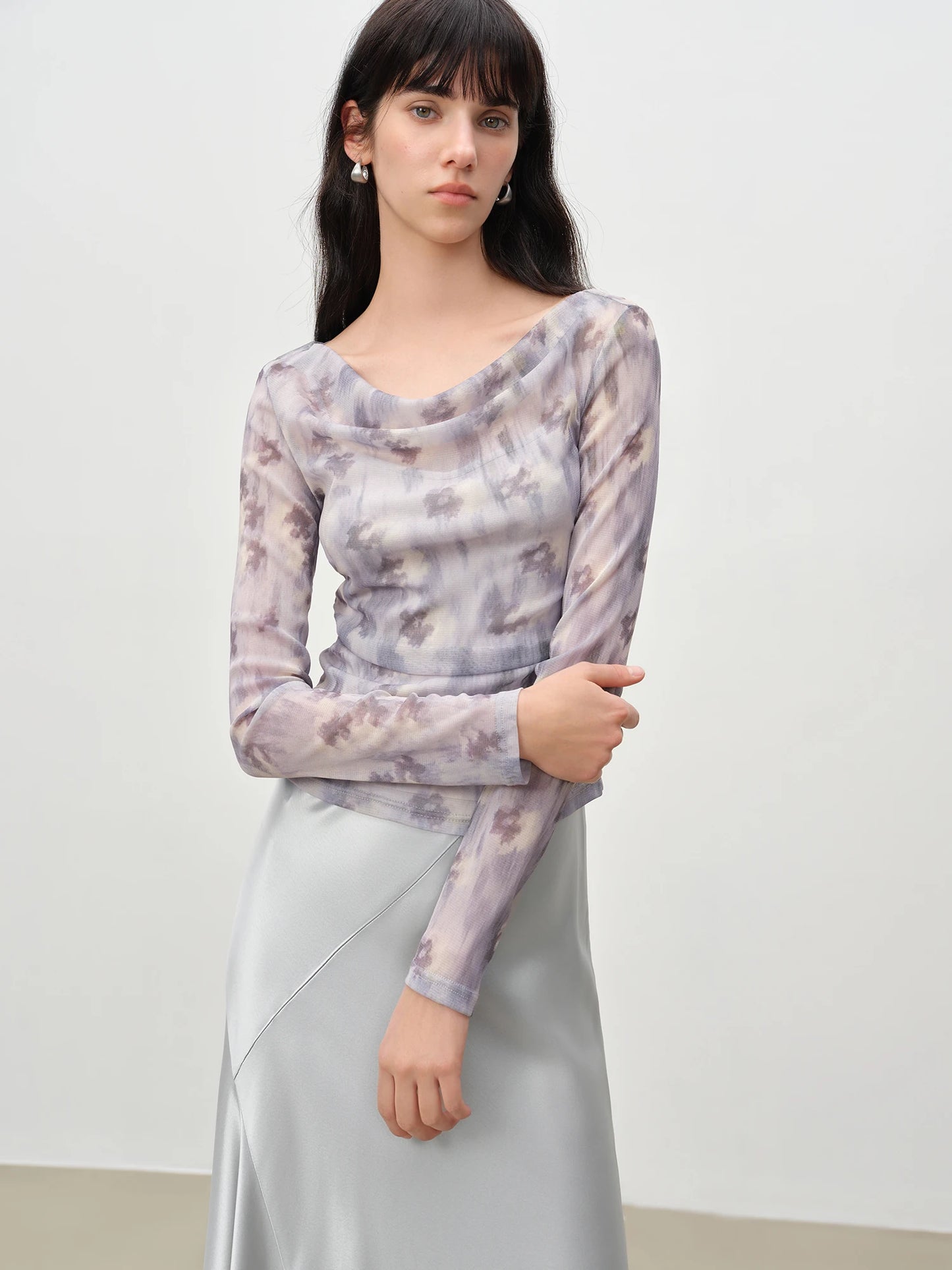 Wisteria Floral Boat Neck Top