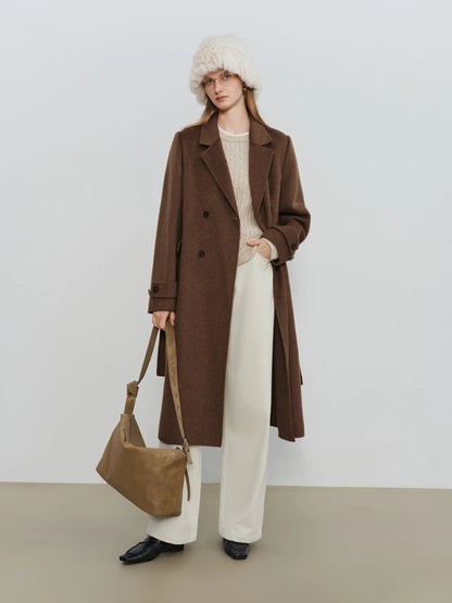 Ivory Belted Wool Overcoat