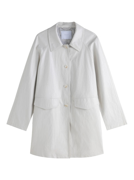 White Zip Front Leather Jacket