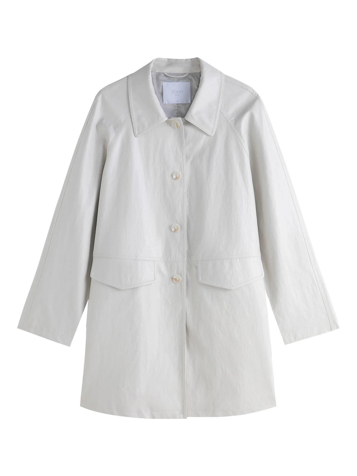 White Zip Front Leather Jacket