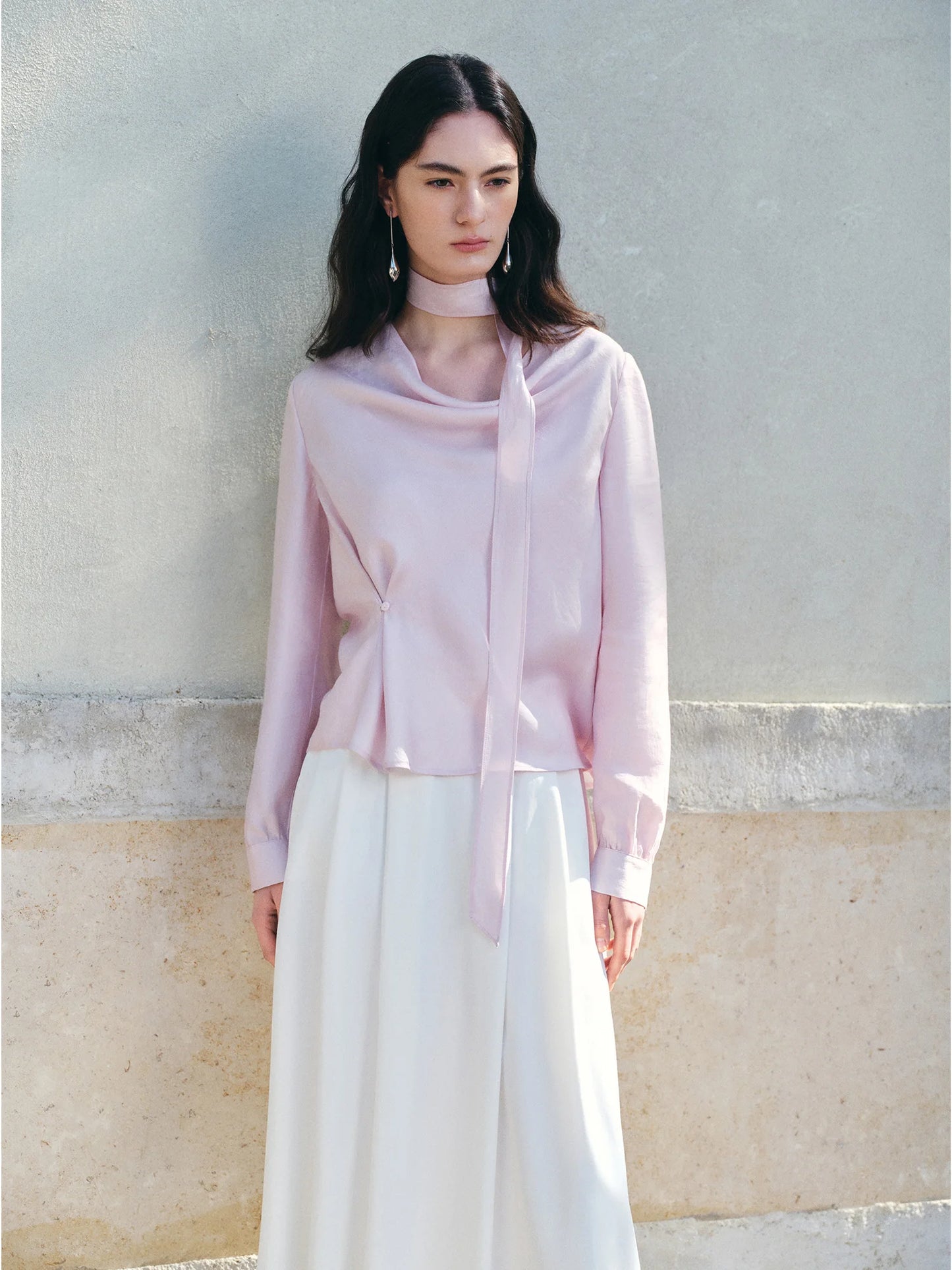 Blush Cowl Neck Long Sleeve Top