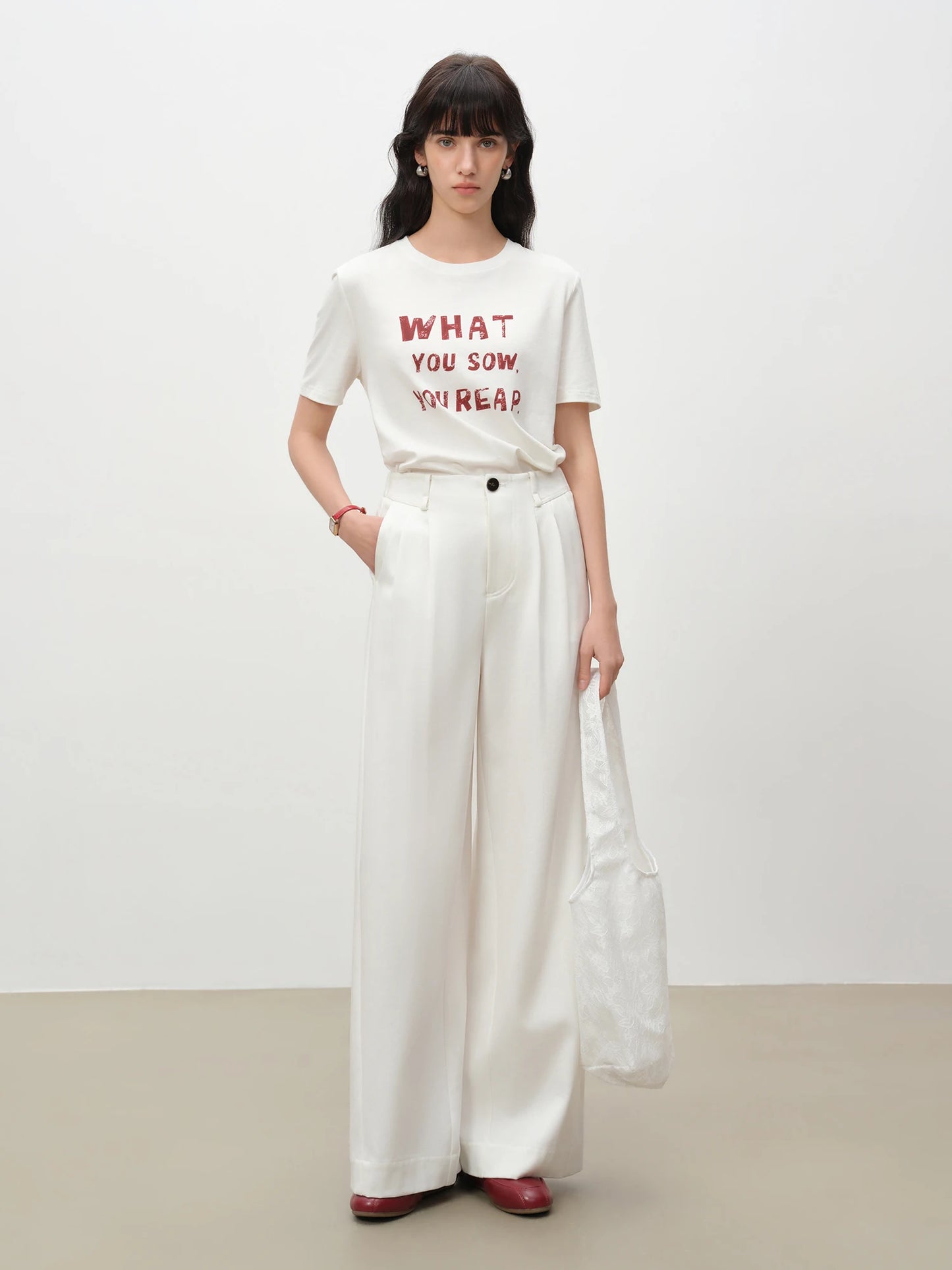 Khaki Pleated Wide Leg Trousers