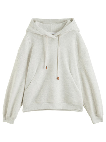 Beige Drawstring Pullover Hoodie