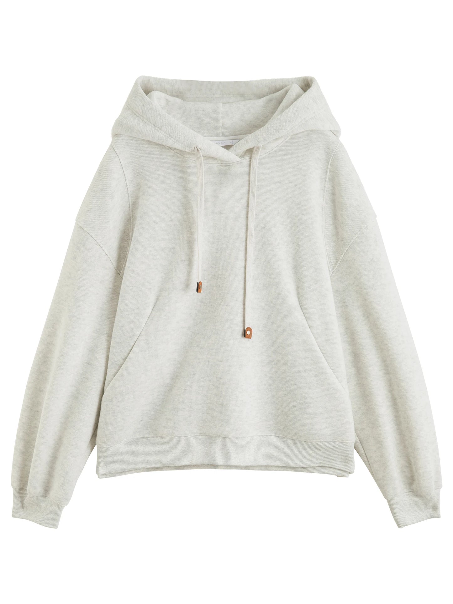 Beige Drawstring Pullover Hoodie