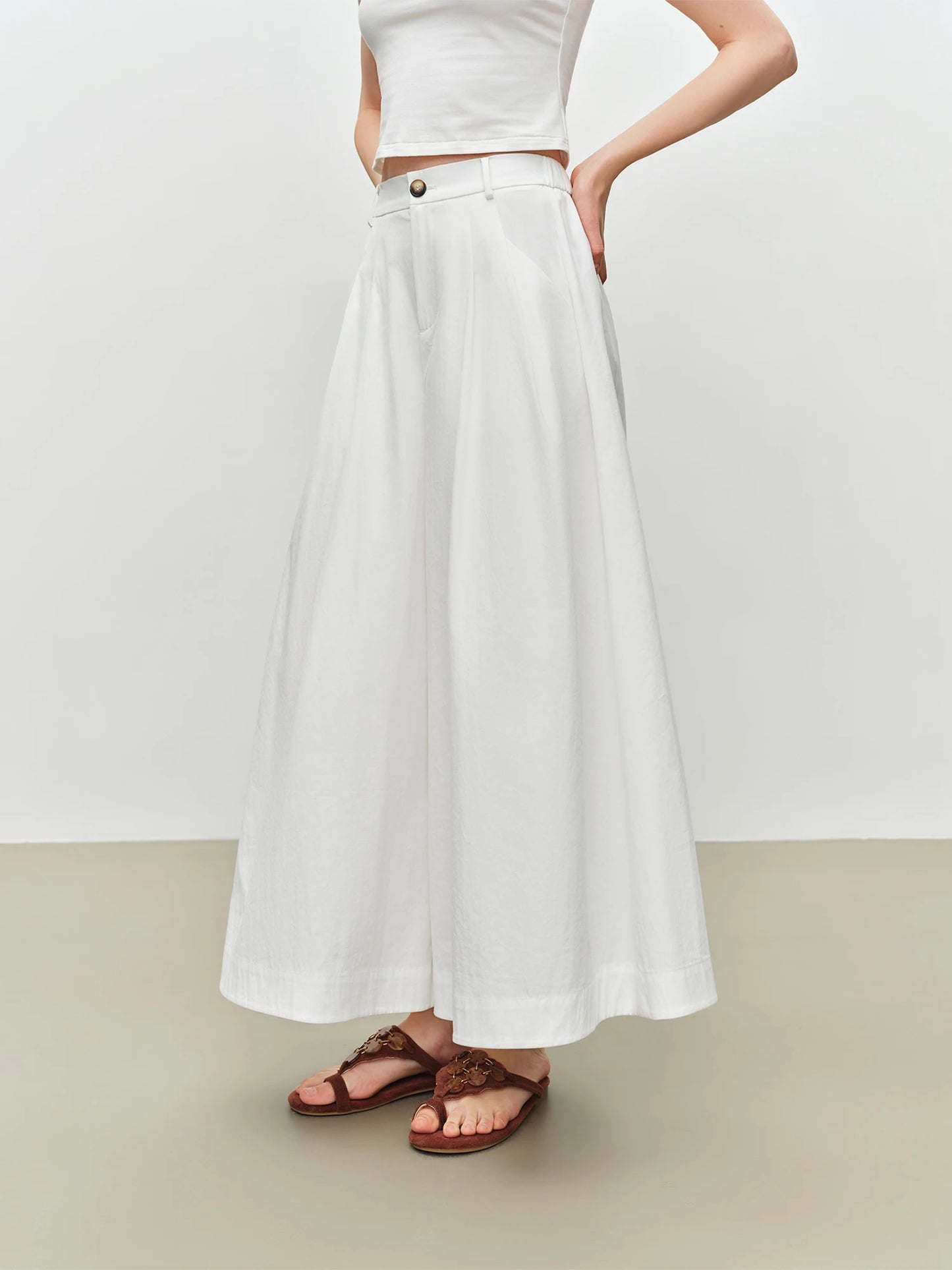 Black Pleated Culotte Pants