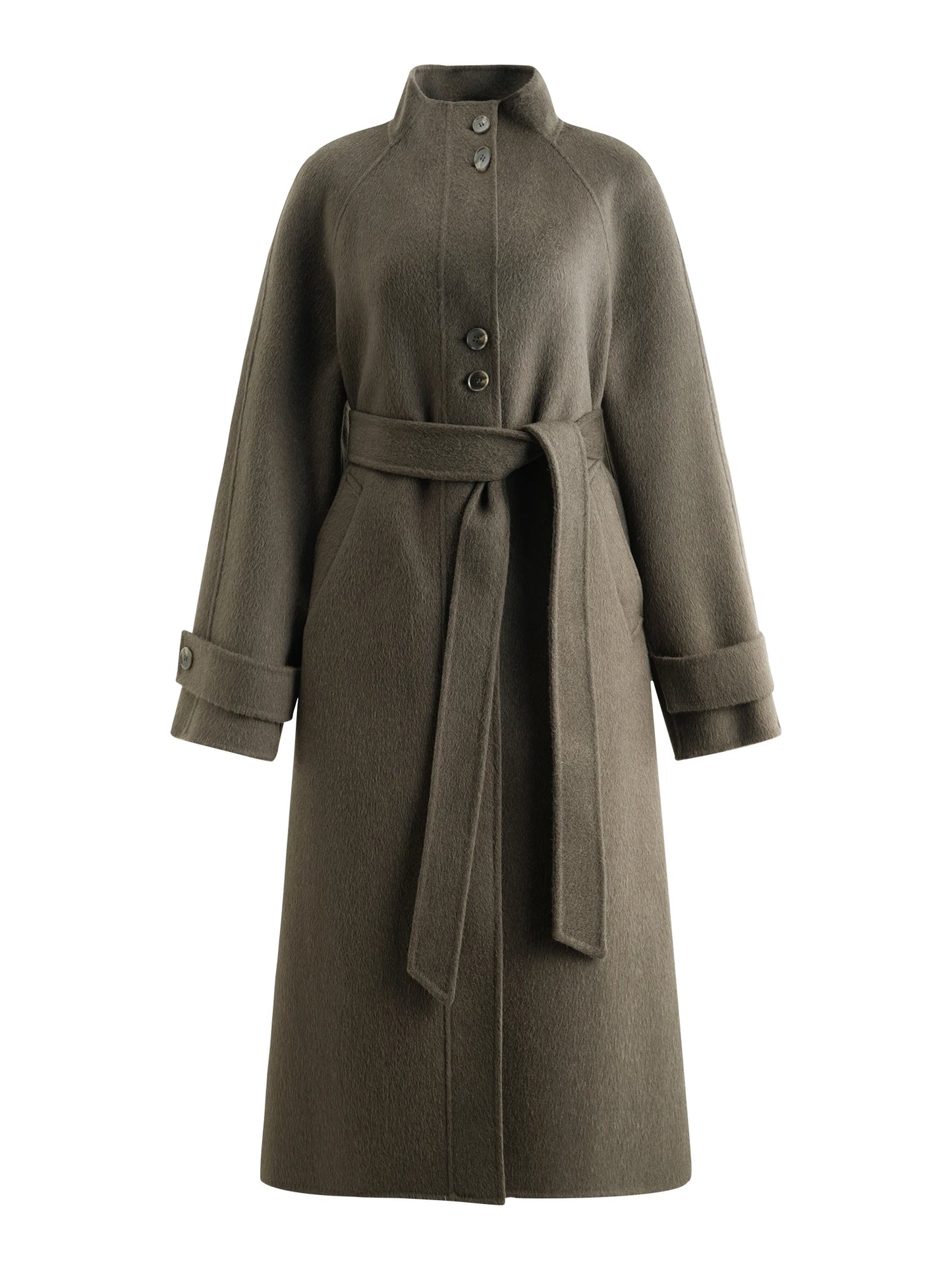 Grey High Collar Wool Coat