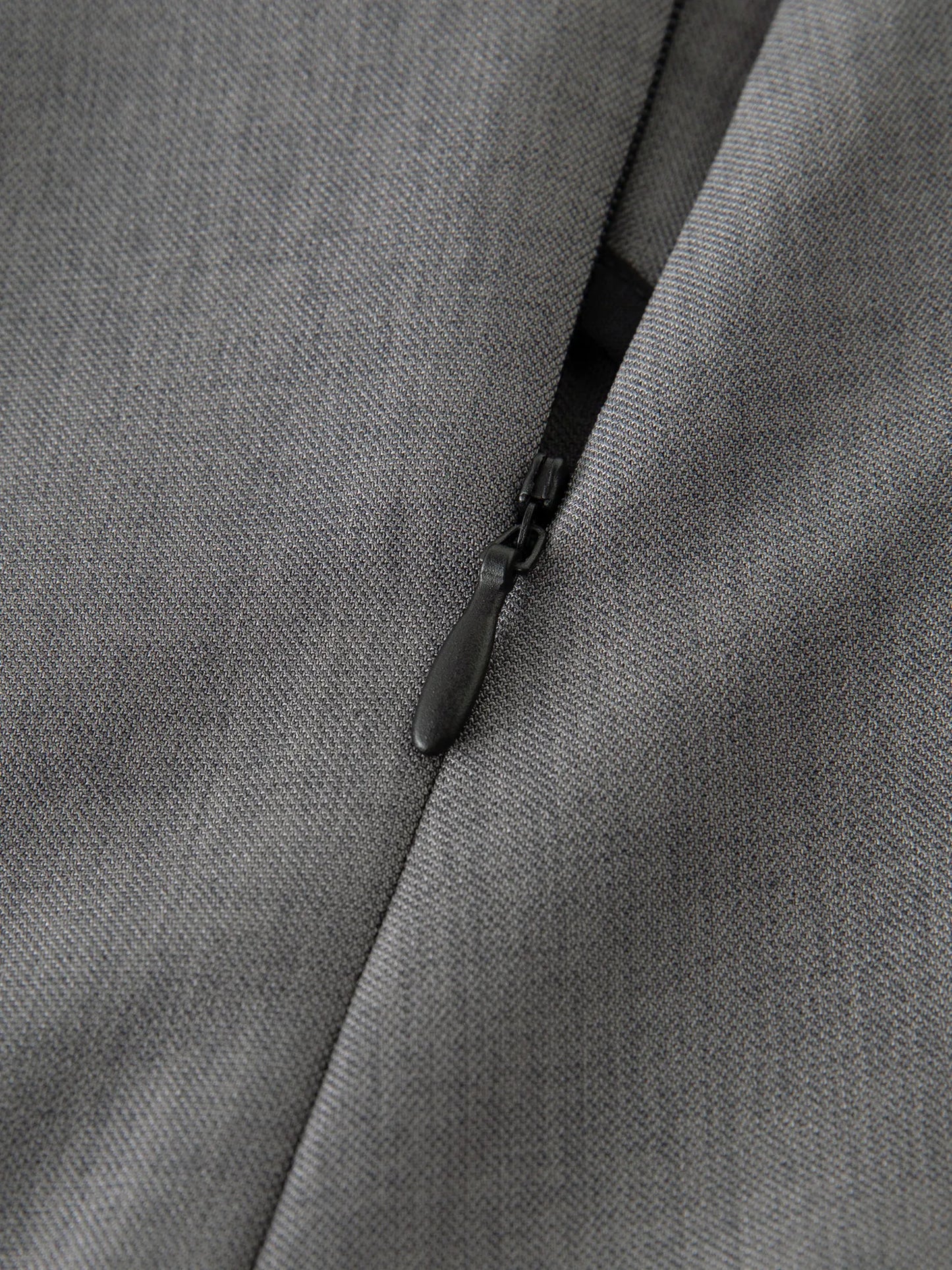 Grey Twill Pleated A-Line Skirt