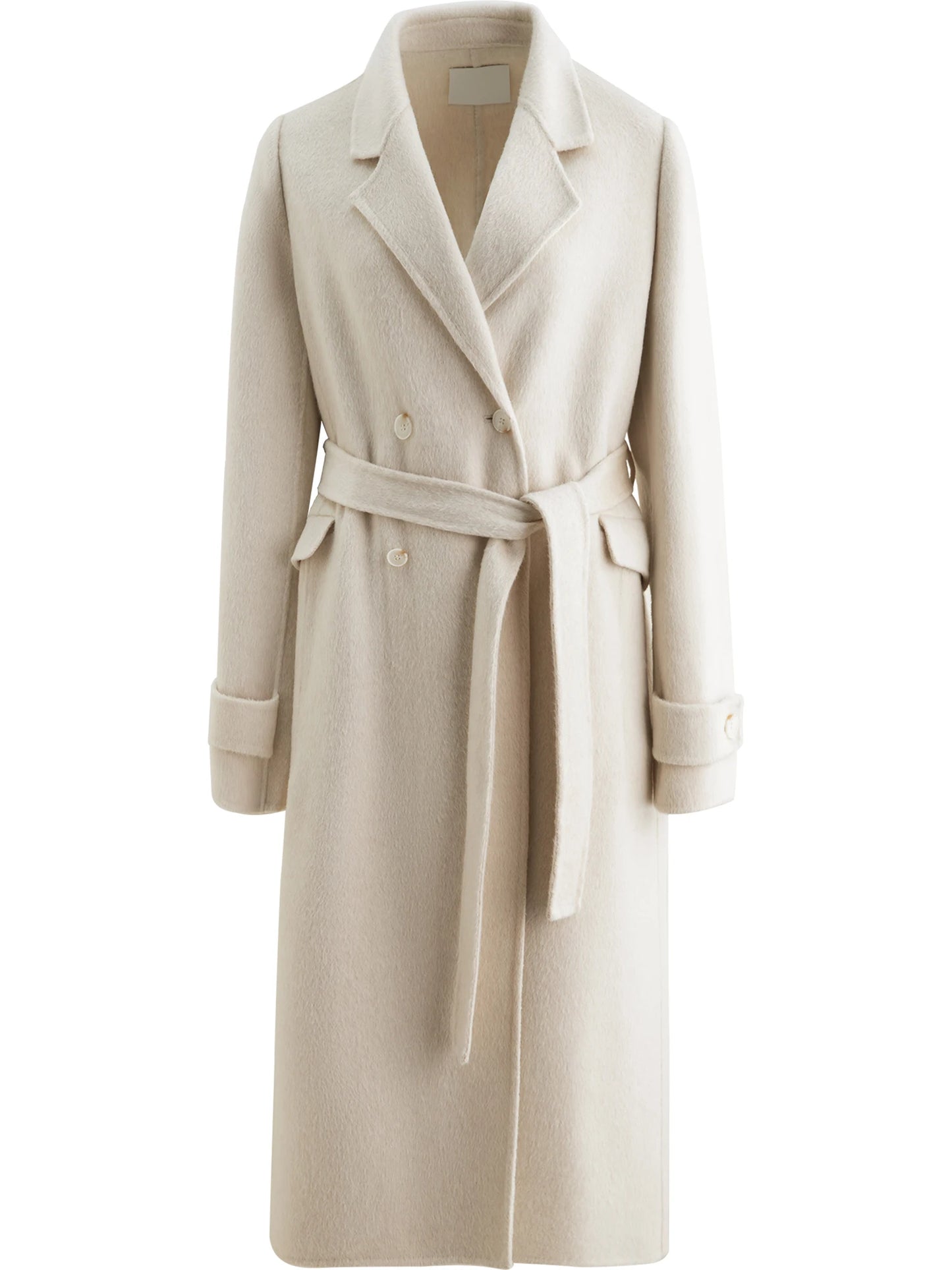 Ivory Belted Wool Overcoat