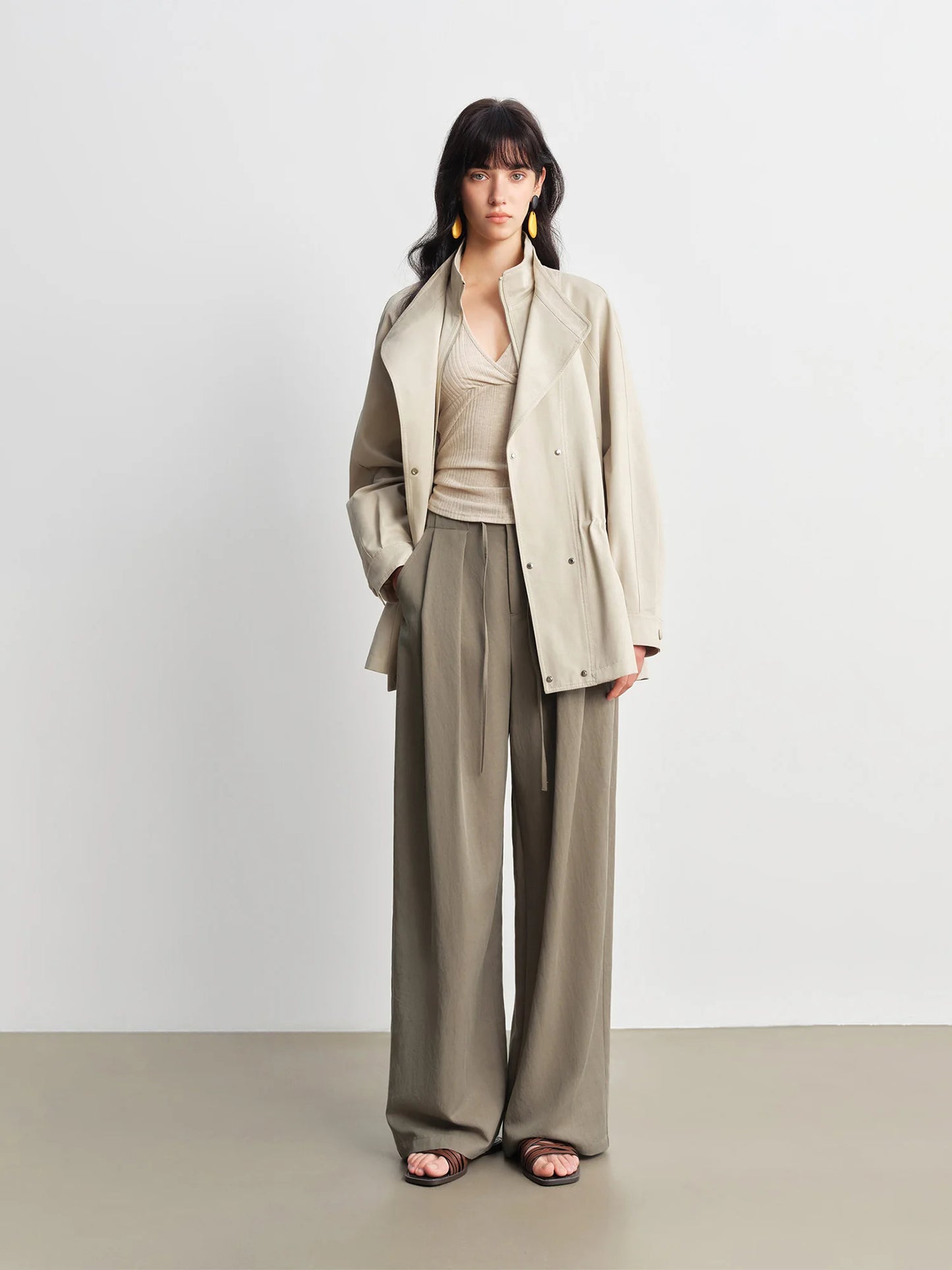Charcoal Pleated Drawstring Pants