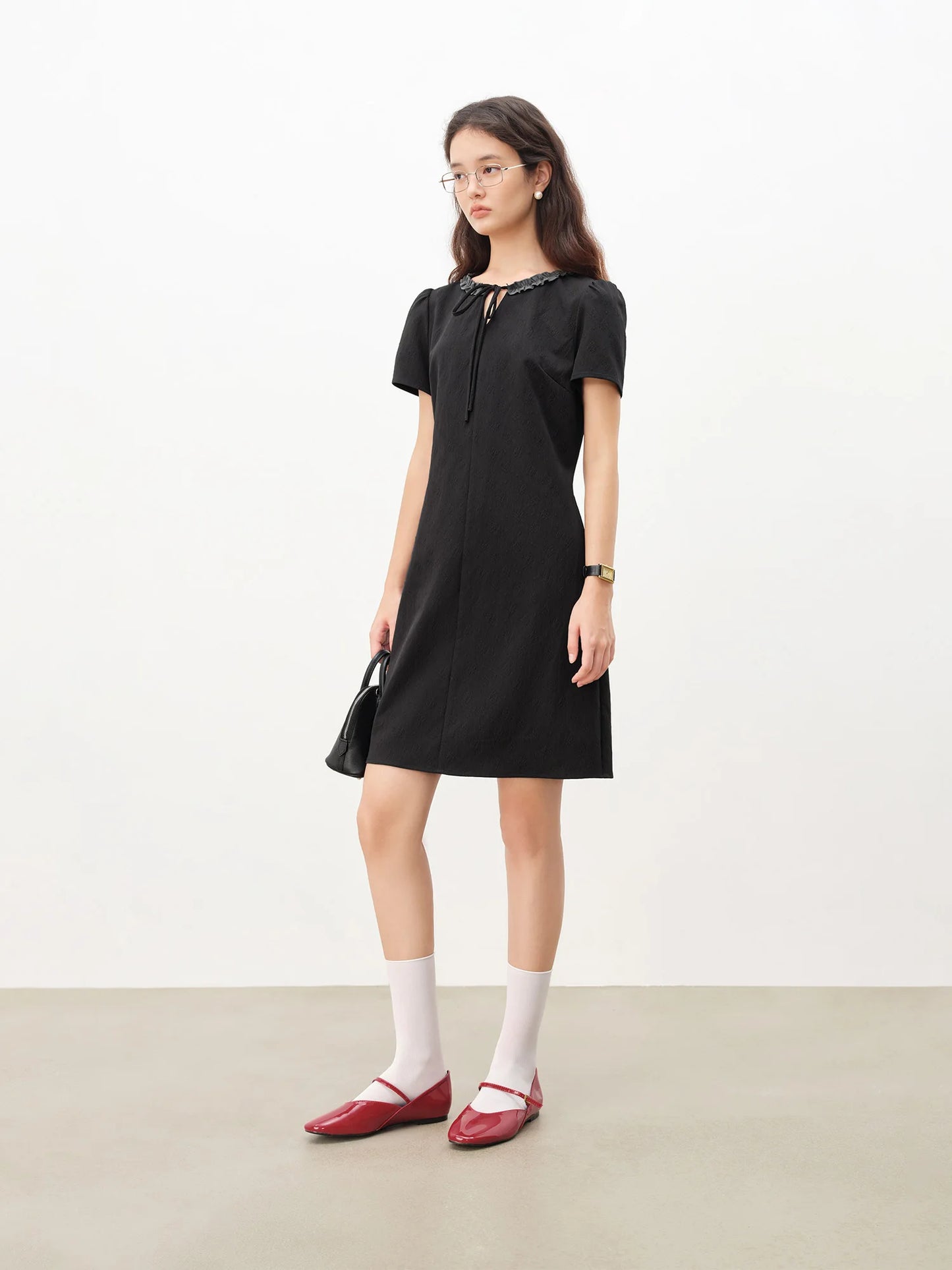 Black Layered Collar Mini Dress