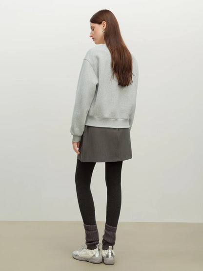 Gray Embroidered Crew Neck Sweatshirt