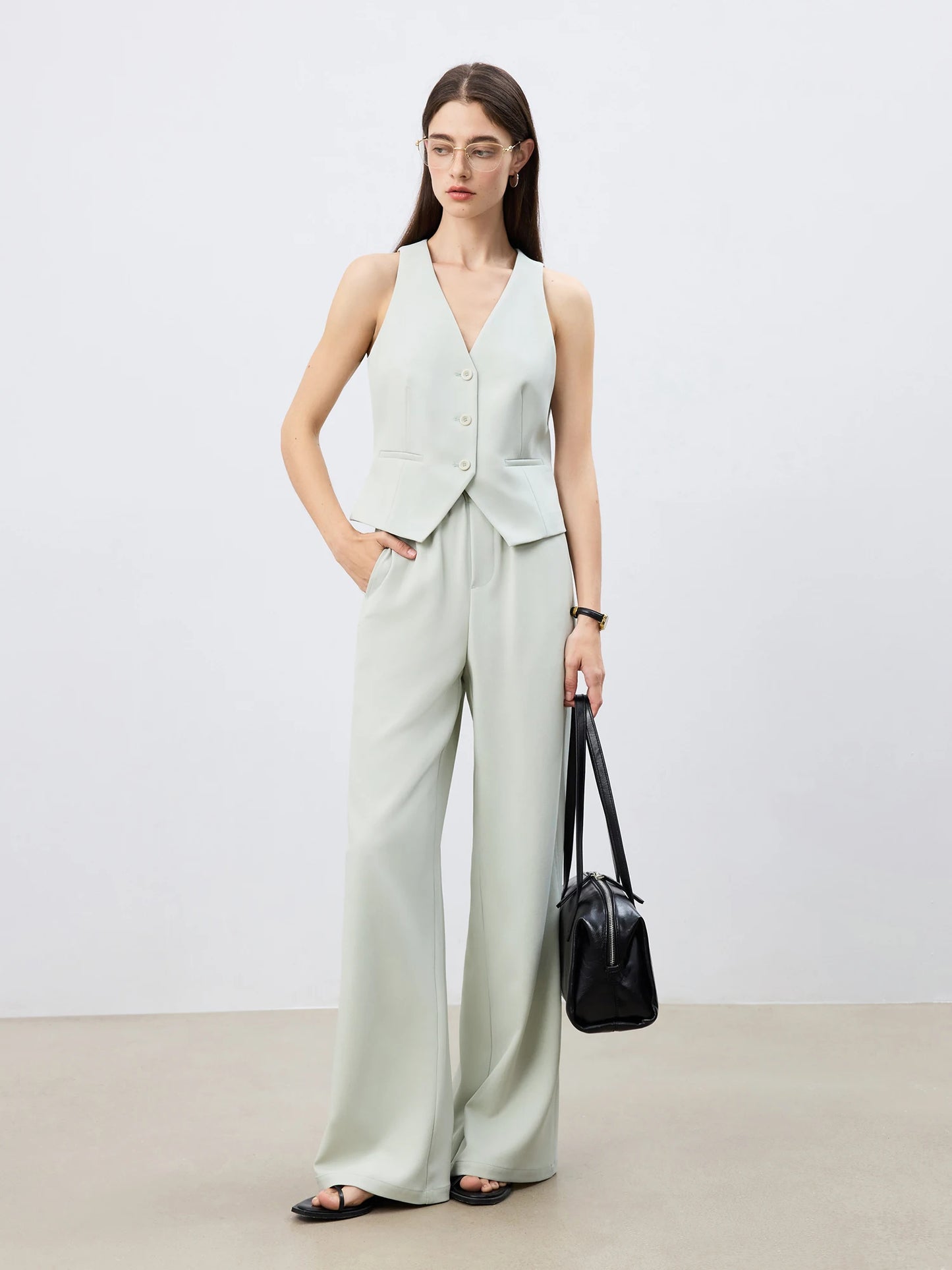 Sleeveless Vest Wide Leg Set