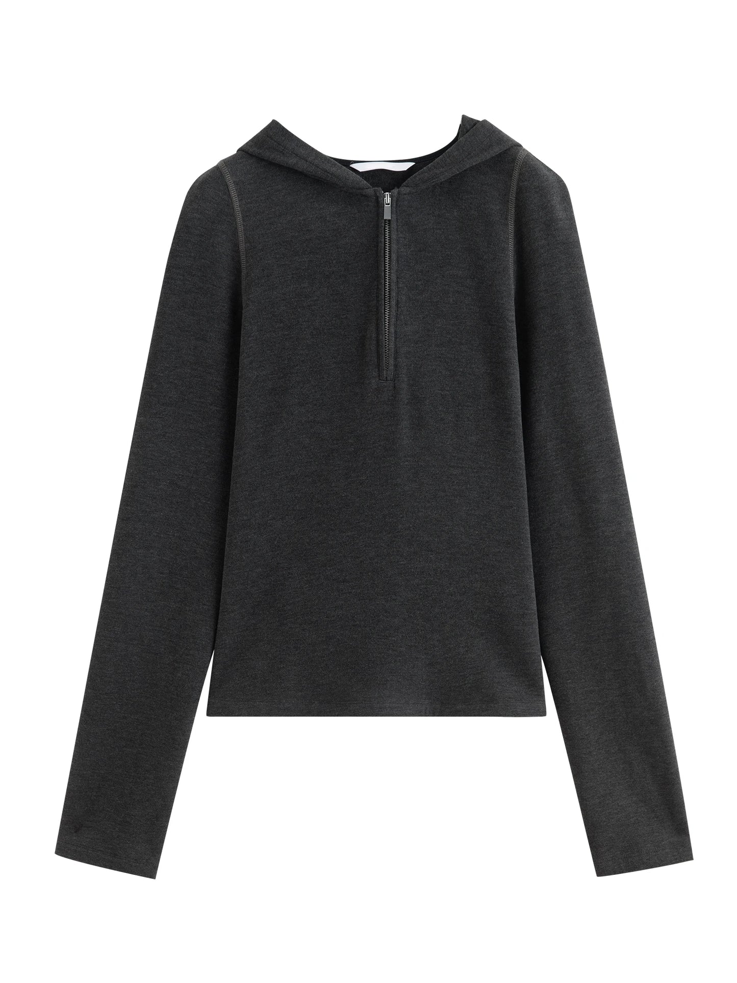 Charcoal Half Zip Hooded Top