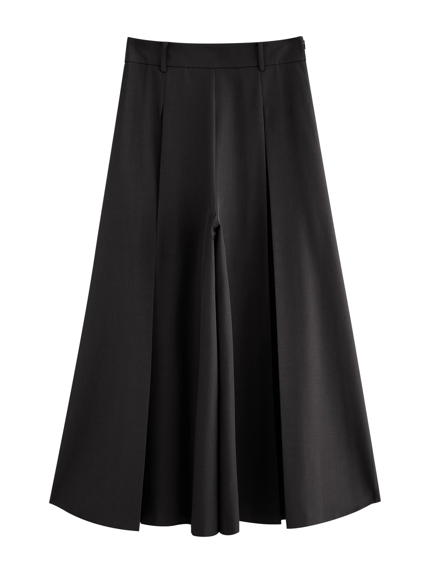 Black Draped Wide Leg Culottes