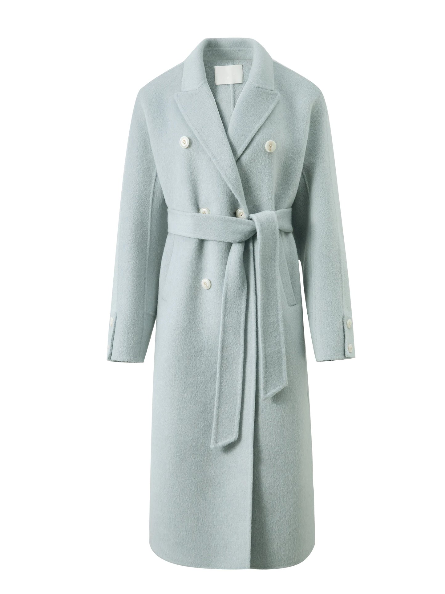 White Knee Length Wool Coat