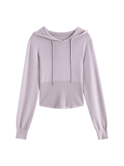 Charcoal Cropped Hooded Knit Jacket
