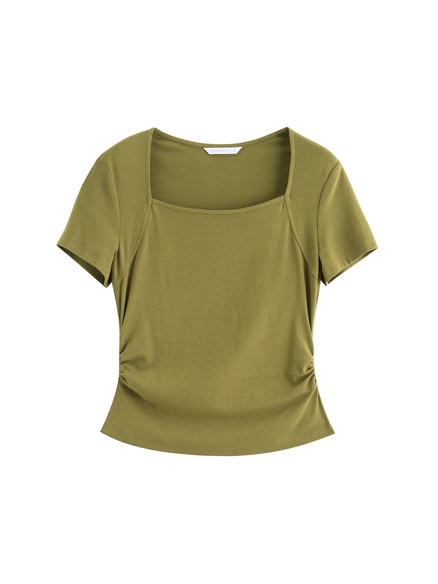 Olive Square Neck Slim Tee