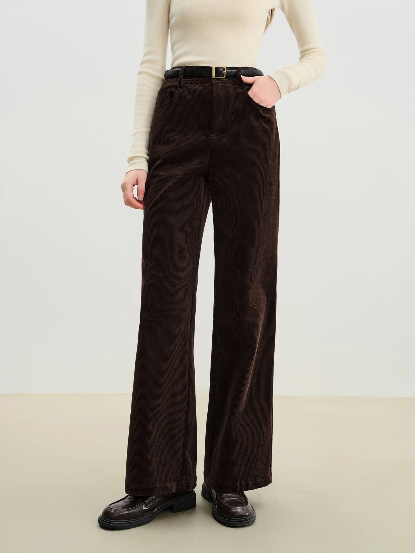Brown Corduroy Flared Pants