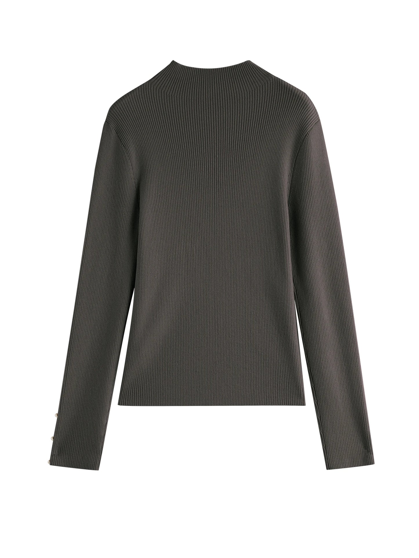 Charcoal Button Detail Knit Sweater
