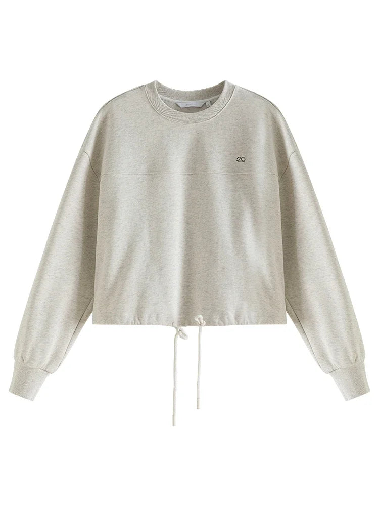 Ivory Drawstring Hem Sweatshirt