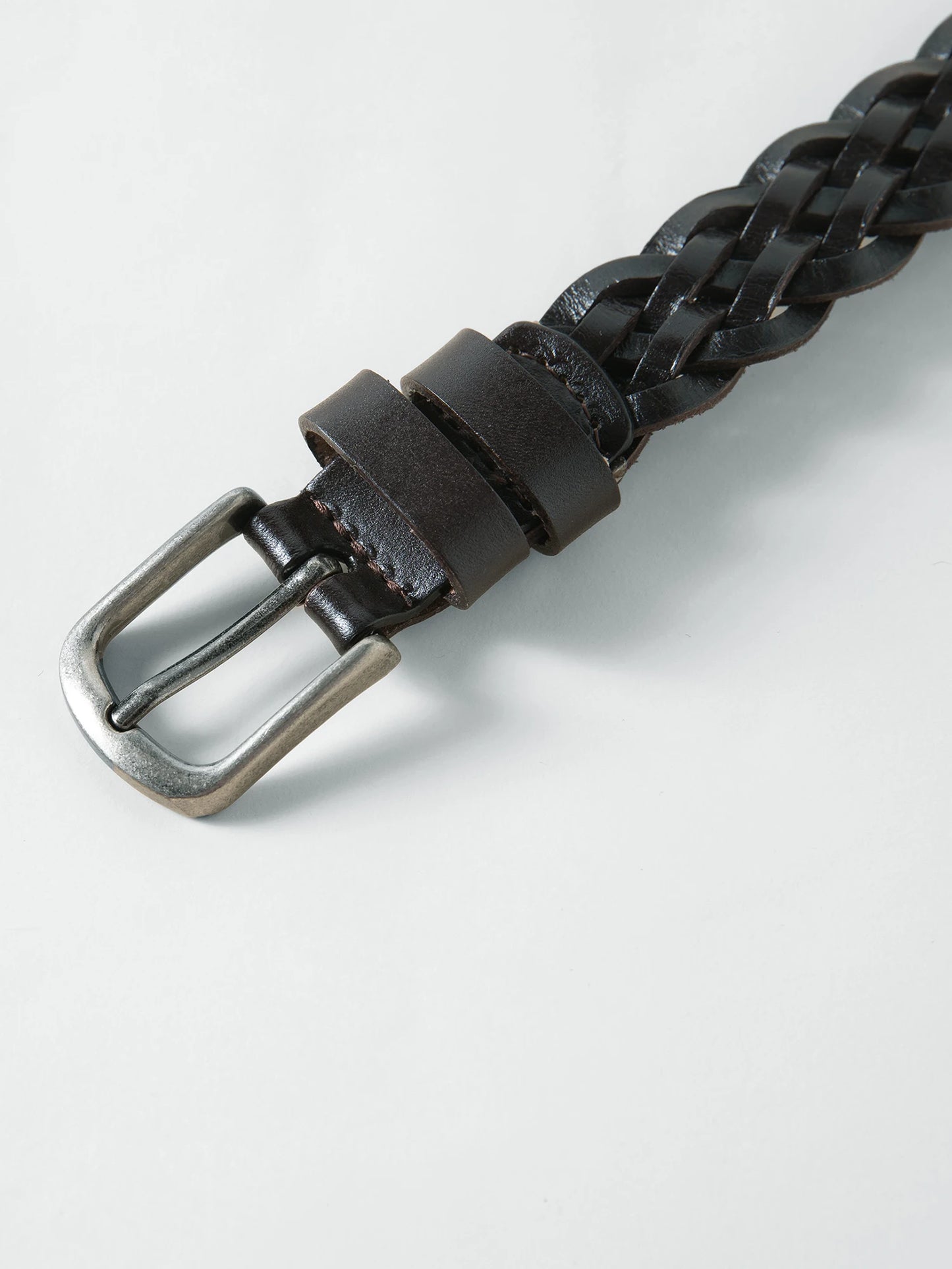 Braided Leather Buckle Belt