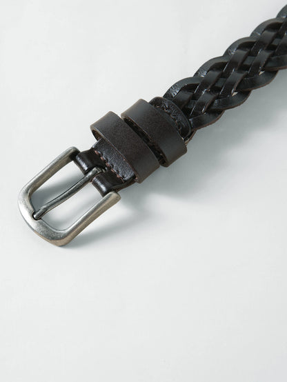 Braided Leather Buckle Belt