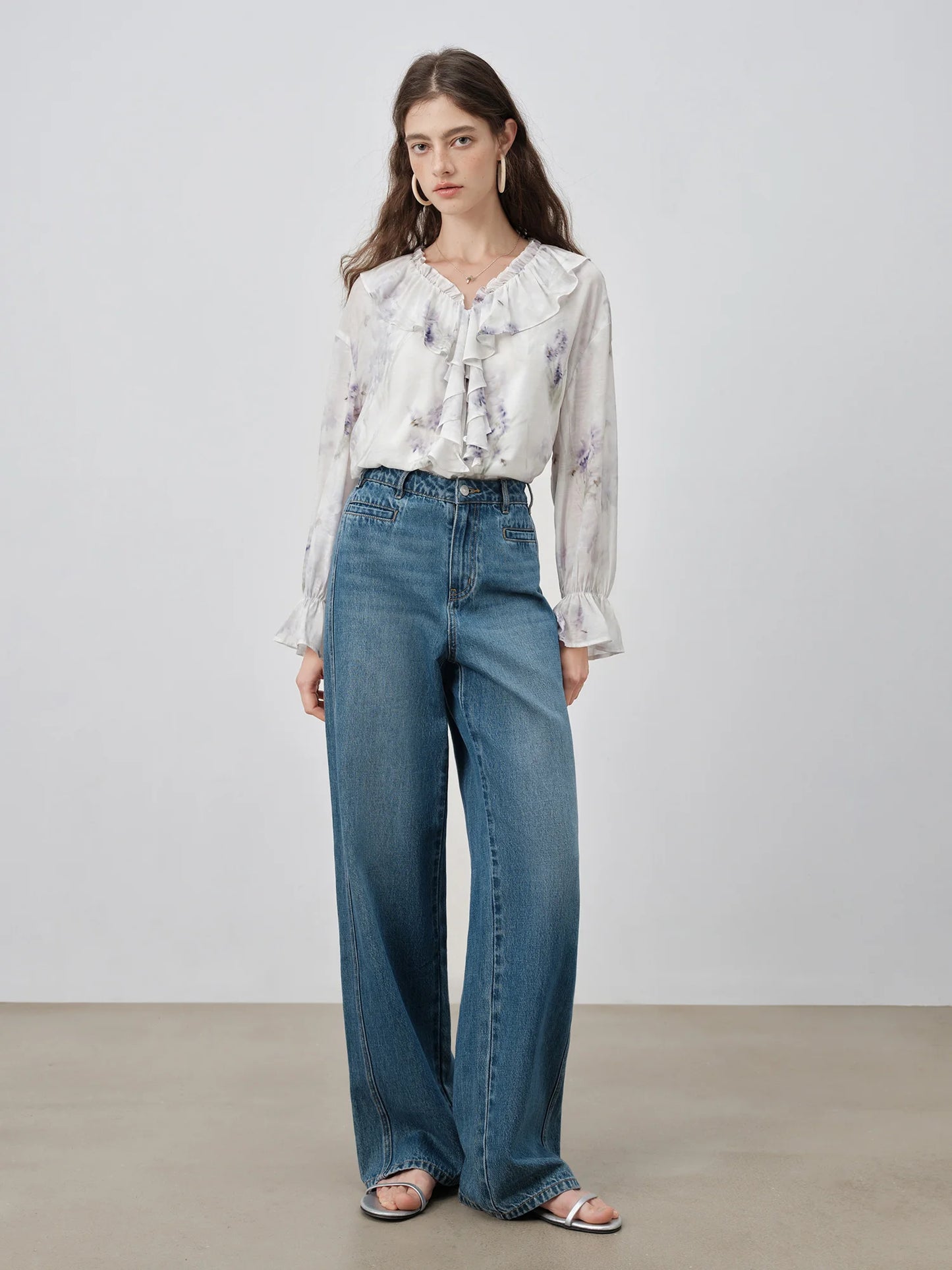 Wisteria Floral Ruffle Blouse