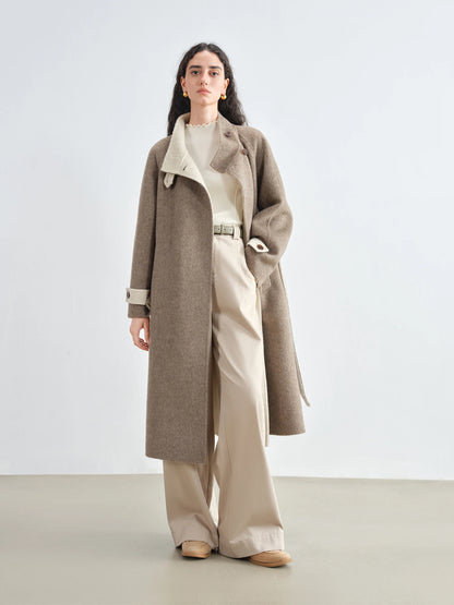 Camel Stand Collar Wool Coat