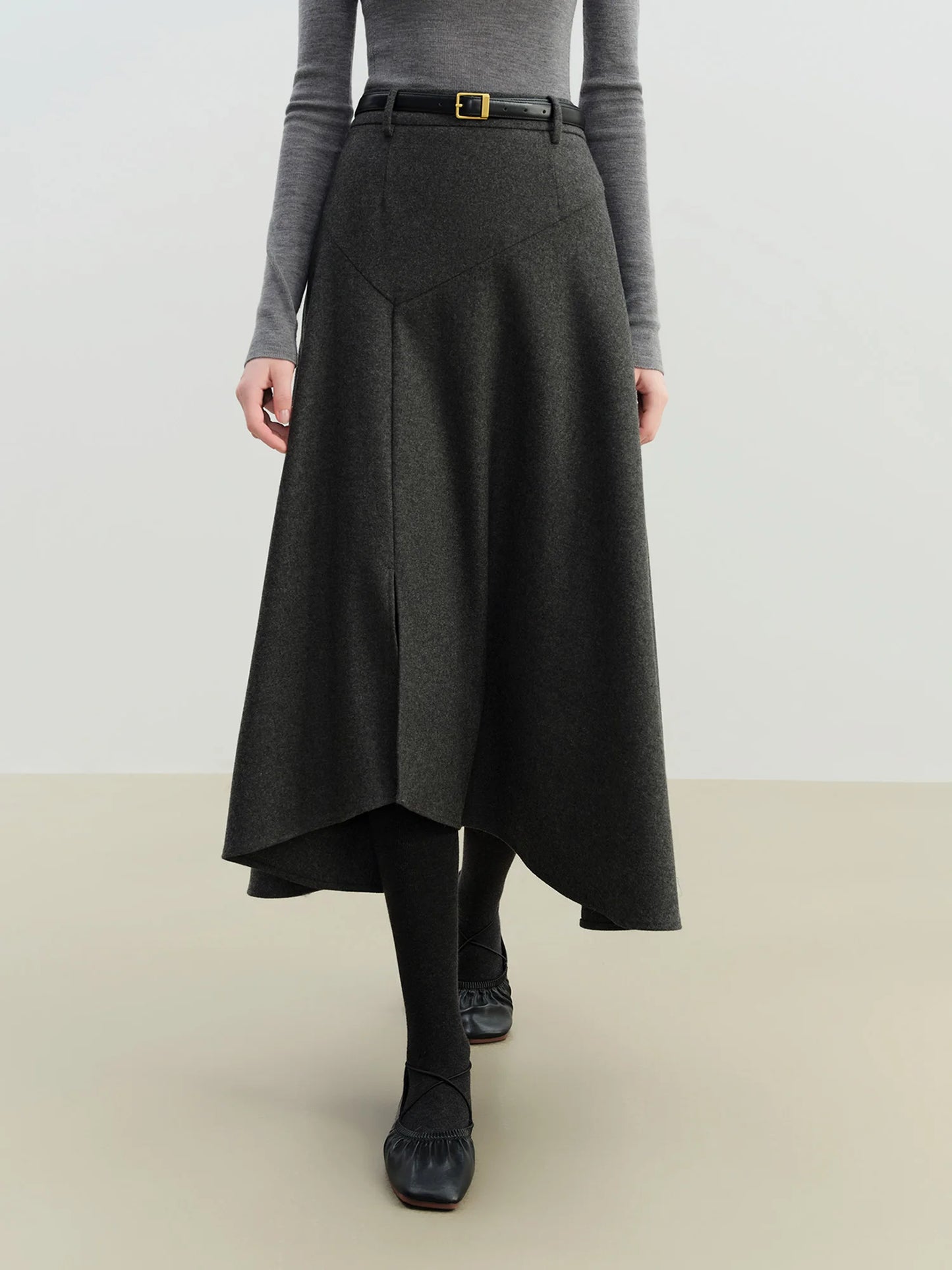 Charcoal Asymmetric A-Line Skirt