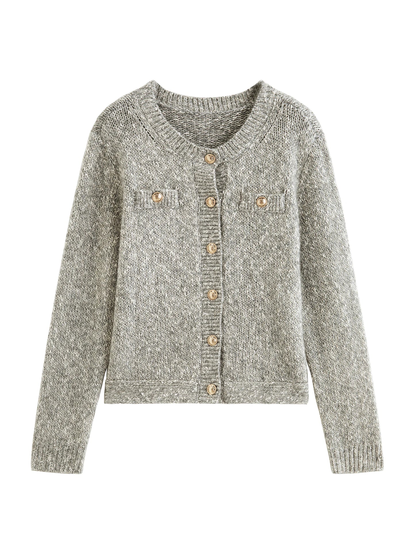 Grey Textured Pocket Knit Cardigan