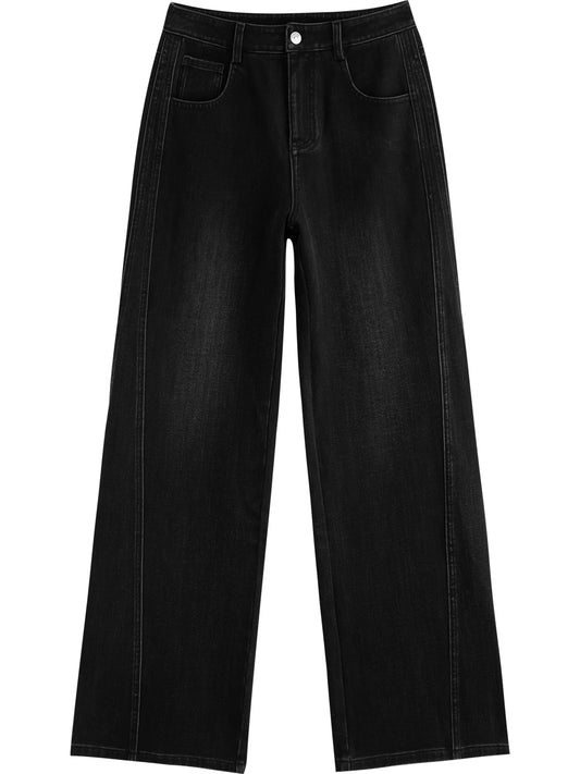 Black Seam Wide Leg Jeans